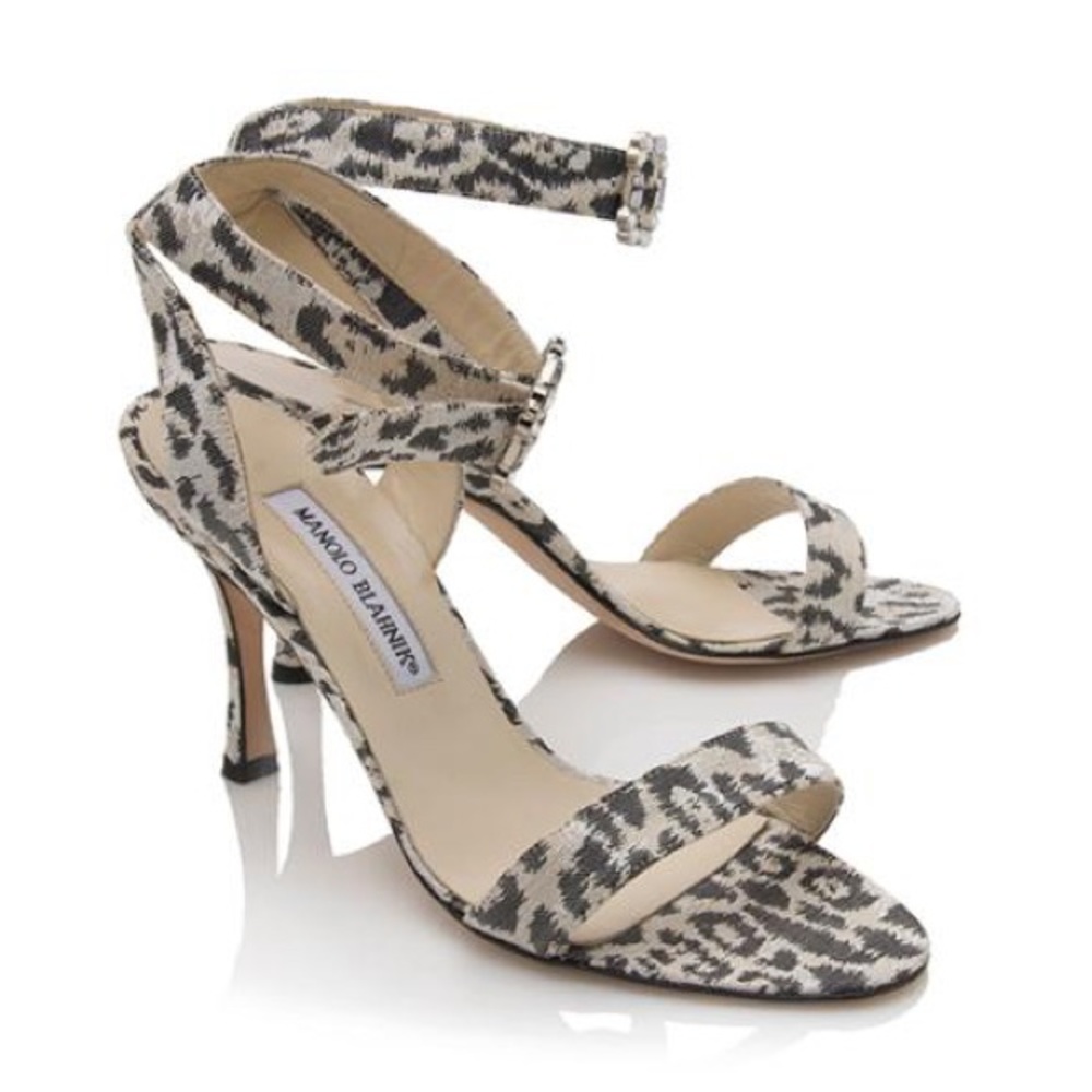 Manolo Blahnik Crystal Buckle Wraparound Sandals